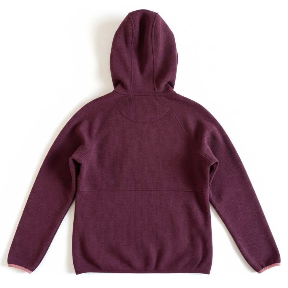 L.L. Bean Fleece Lined Hooded Sweater Outdoor Winter Layer Plum Wine Pink Small - Picture 3 of 9